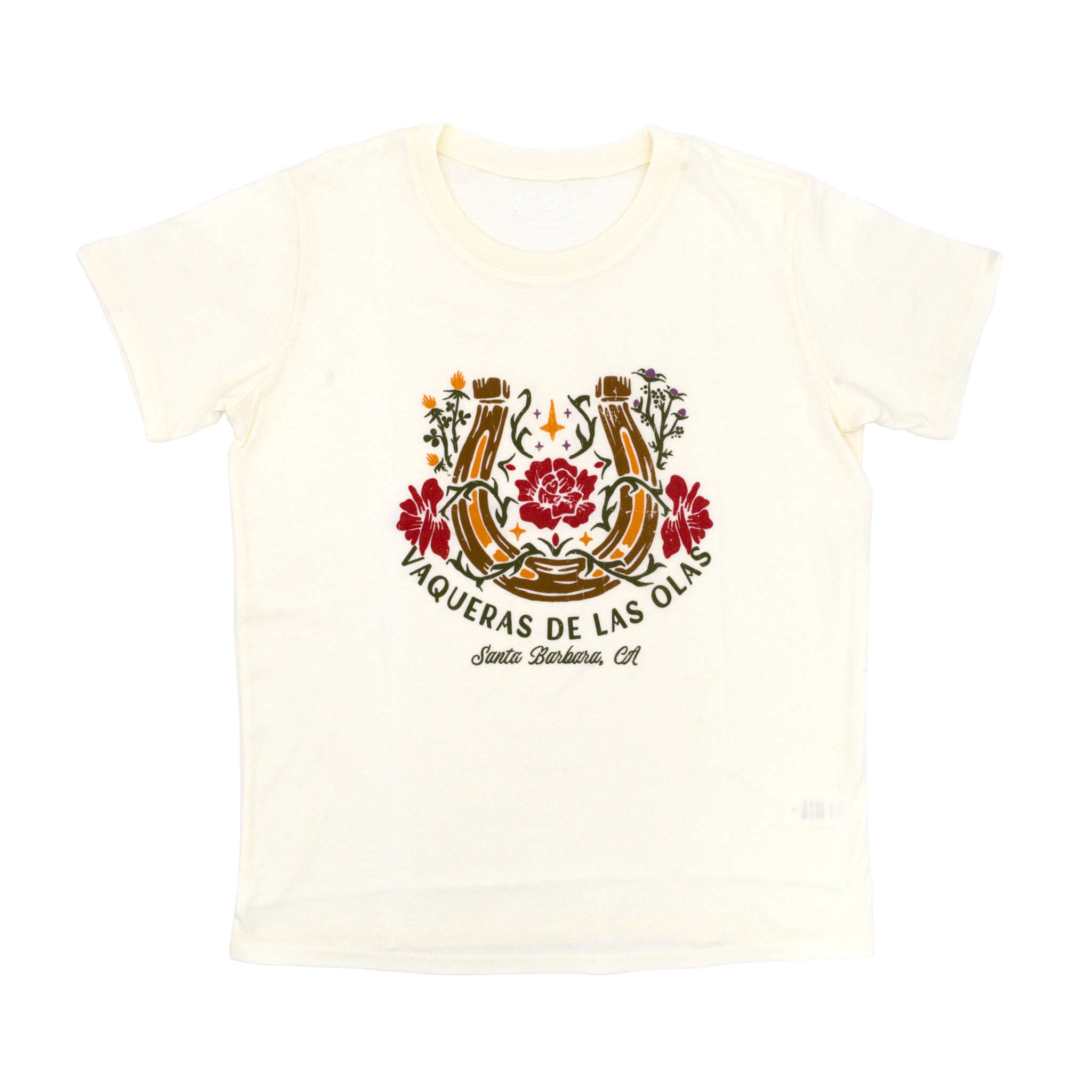 Vaqueras de las Olas Women's Short Sleeve Horse Shoe T-Shirt - Cream