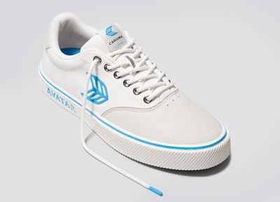 NAIOCA PRO AVATAR Vintage White Suede Off-White Canvas Blue Logo Sneaker Women
