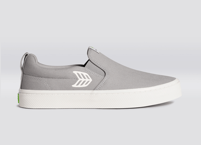 SLIP ON Light Grey Canvas Off-White Logo Sneaker Men