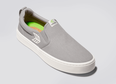 SLIP ON Light Grey Canvas Off-White Logo Sneaker Men