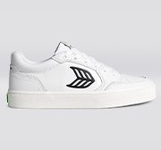 VALLELY White Leather Black Logo Sneaker Women
