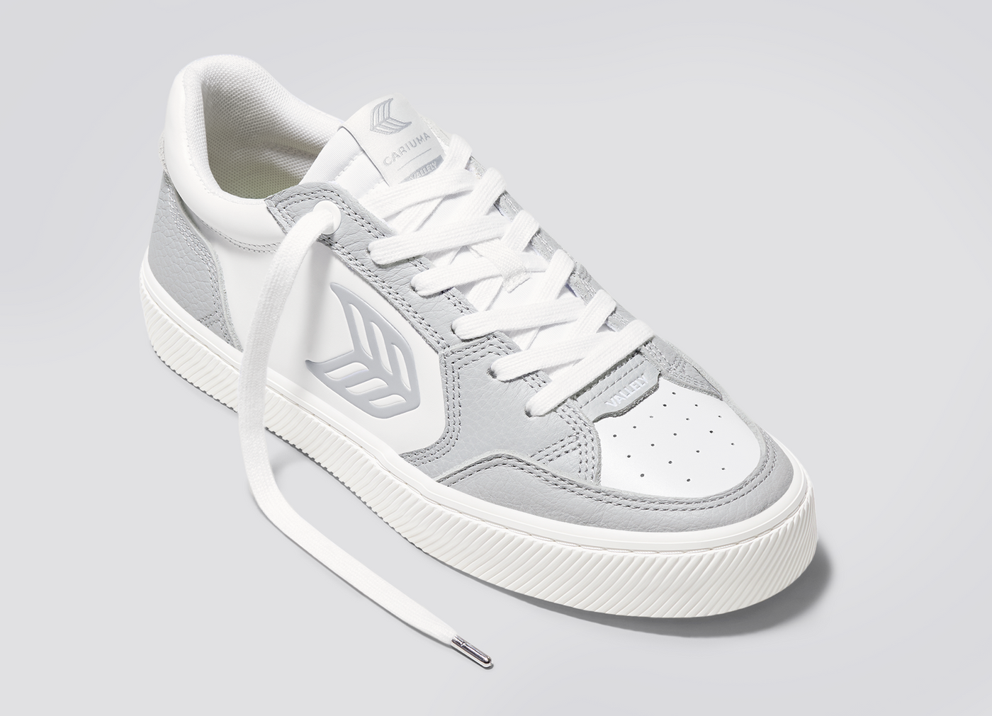 VALLELY White Leather Onyx Grey Accents Sneaker Women