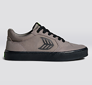 VALLELY Skate Charcoal Grey Suede and Cordura Black Logo Sneaker Women