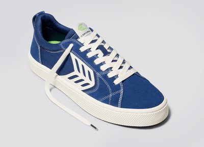 CATIBA PRO Skate Mystery Blue Suede and Canvas Contrast Thread Ivory Logo Sneaker Men