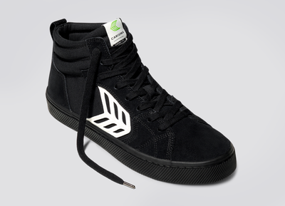 CATIBA PRO High Skate All Black Suede and Canvas Ivory Logo Sneaker Men
