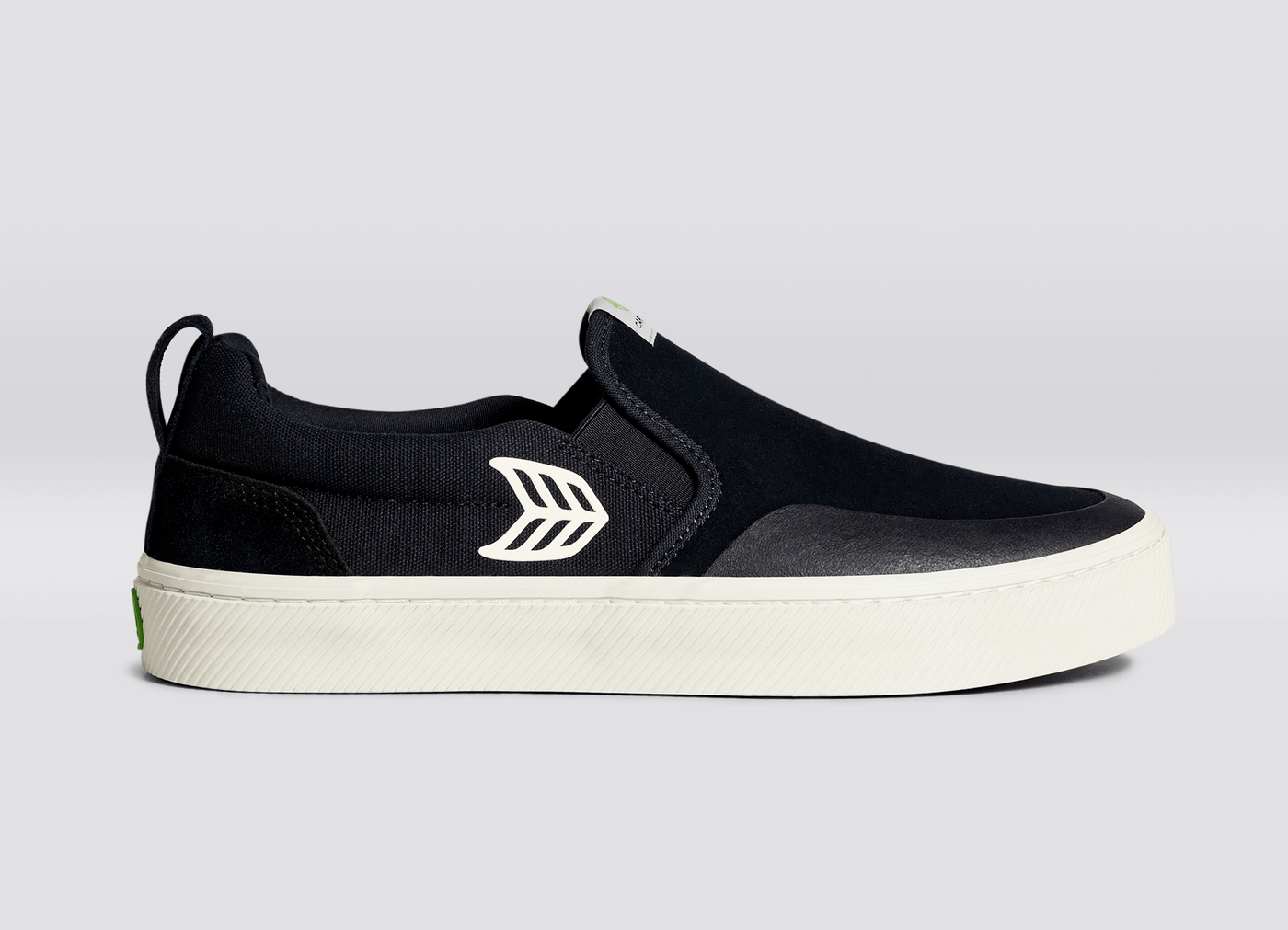 SLIP ON Skate PRO Black Suede and Canvas Ivory Logo Sneaker Men