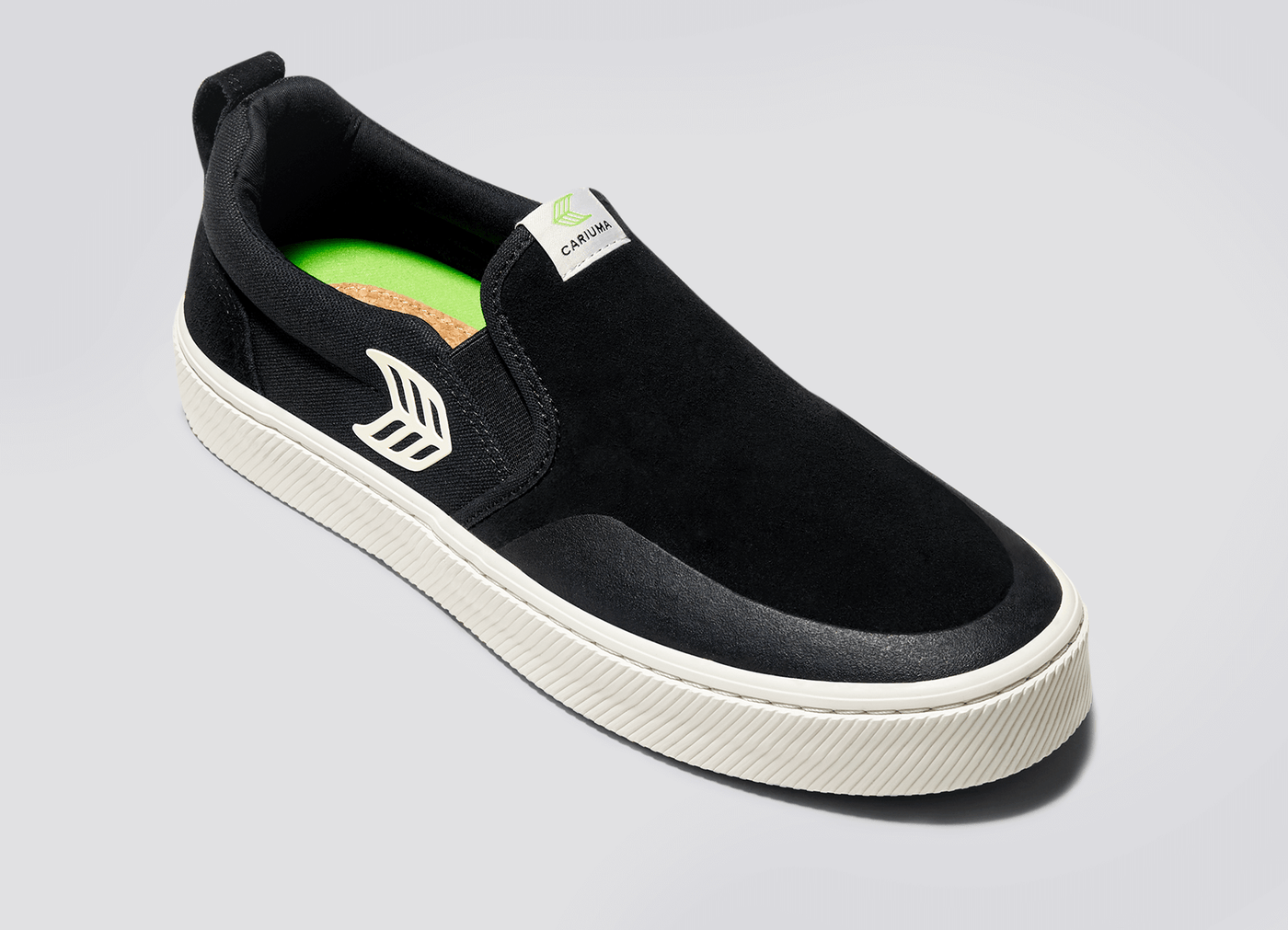 SLIP ON Skate PRO Black Suede and Canvas Ivory Logo Sneaker Women
