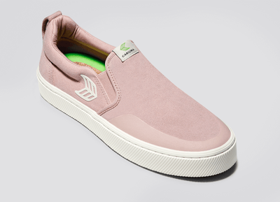 SLIP ON Skate PRO Rose Suede and Canvas Ivory Logo Sneaker Women