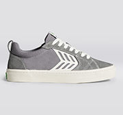CATIBA PRO Skate Charcoal Grey Suede and Canvas Contrast Thread Ivory Logo Sneaker Men