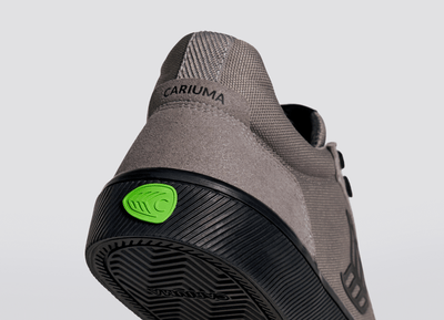 VALLELY Skate Charcoal Grey Suede and Cordura Black Logo Sneaker Men
